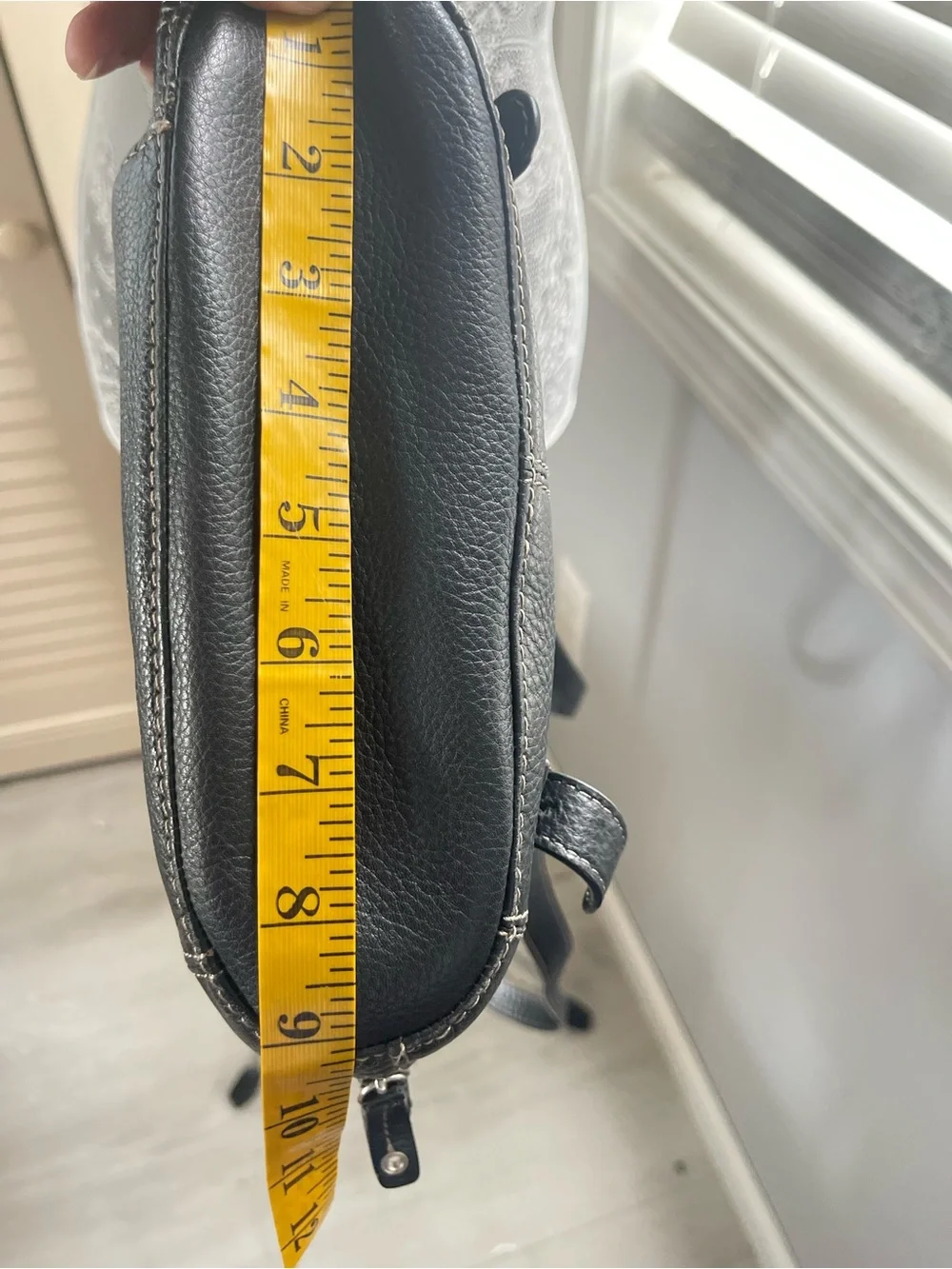 Clarks Black Pebbled Leather Backpack with Contrast Stitching